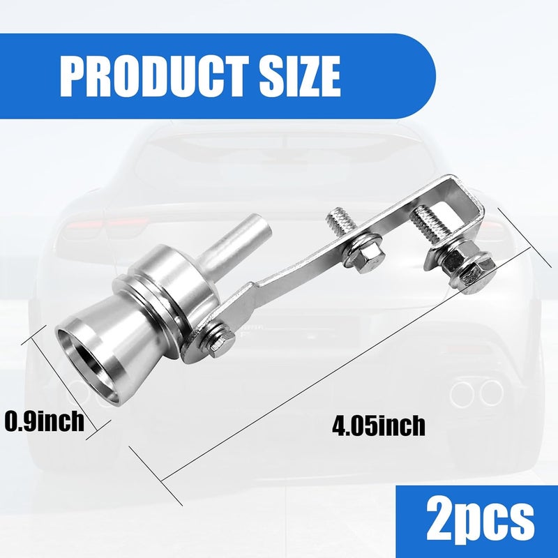 ijuicy 2 PCS Car Turbo Whistle, Exhaust Muffler Pipe Whistle, Turbo Sound Whistle Exhaust Muffler, Aluminum Car Turbo Sound Simulator, Universal Modification Accessories for Most Cars (Silver #M) - Image 2